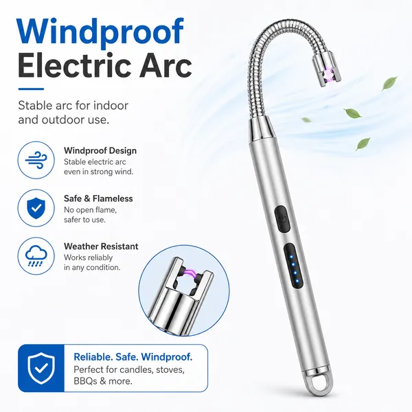 White_Flexible_Neck_Electric_Candle_Lighter