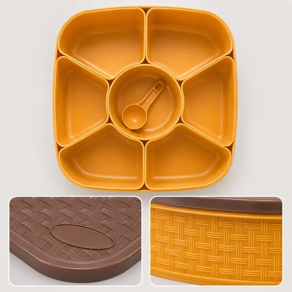Orange_Plastic_Wicker_Style_Six_Compartment_Snack_Serving_Tray