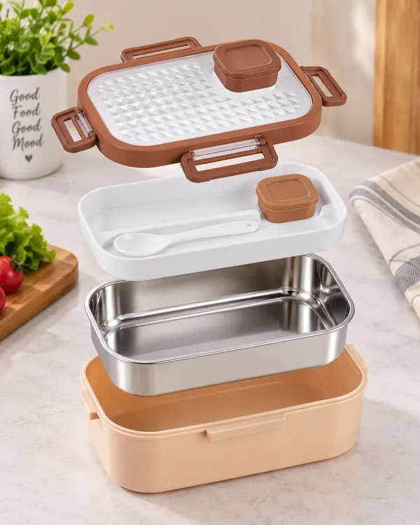 Peach_Stainless_Steel_Leak_Proof_Compartment_Lunch_Box