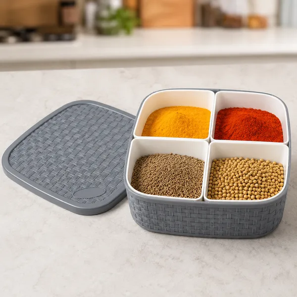 Grey_Four_Compartment_Dry_Food_Storage_Container