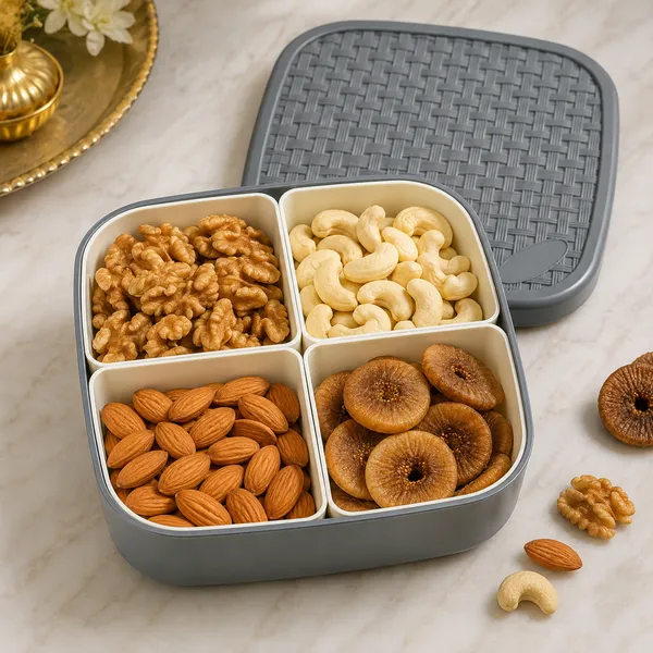 Grey_Four_Compartment_Dry_Food_Storage_Container