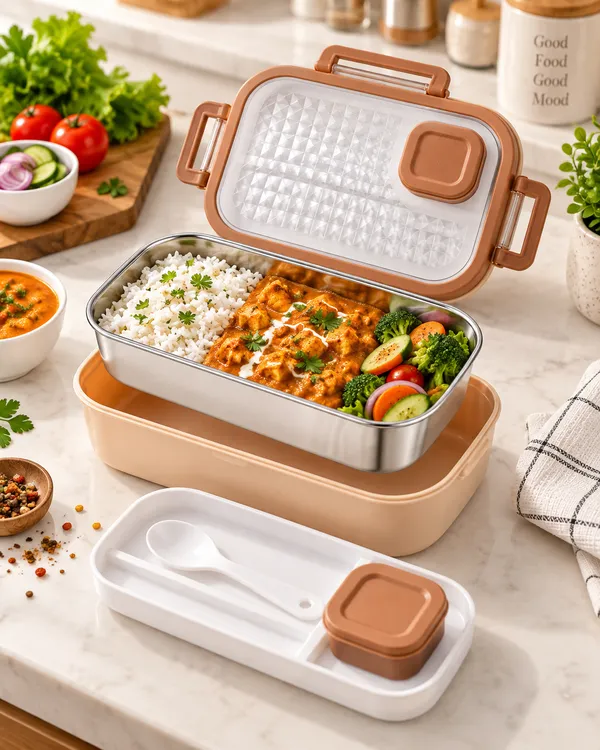 Peach_Stainless_Steel_Leak_Proof_Compartment_Lunch_Box