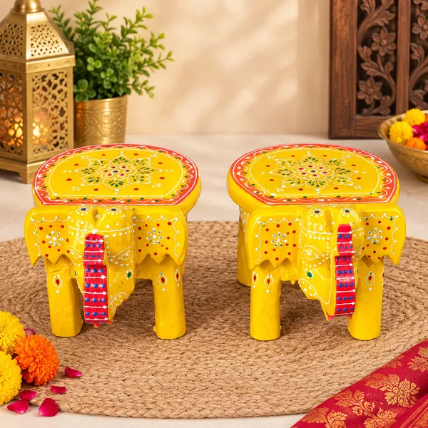 Hand-Painted_Wooden_Elephant_Stool_–_Set_of_2