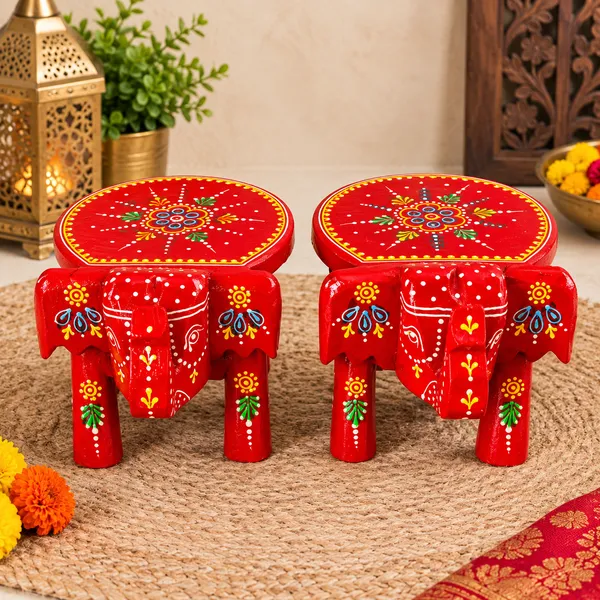 Hand-Painted_Wooden_Elephant_Stool_–_Set_of_2