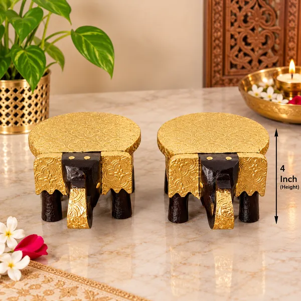 Wooden_Decorative_Gold_Embossed_Elephant_Showpiece_Set_Of_2