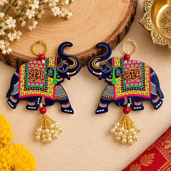 Wooden_Multicolor_Elephant_Motif_Keychain_Set_Of_5
