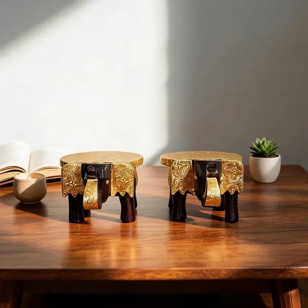 Wooden_Decorative_Gold_Embossed_Elephant_Showpiece_Set_Of_2
