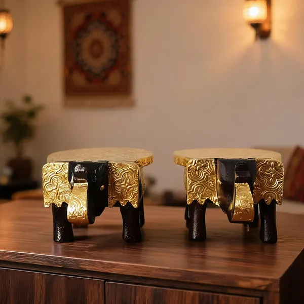 Wooden_Decorative_Gold_Embossed_Elephant_Showpiece_Set_Of_2
