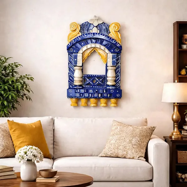 Wooden_Traditional_Blue_Gold_Pooja_Mandir_Wall_Decor