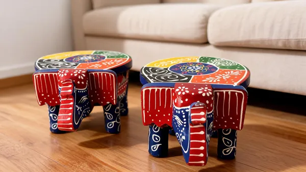 Wooden_Hand_Painted_Elephant_Stool_Set_Of_2
