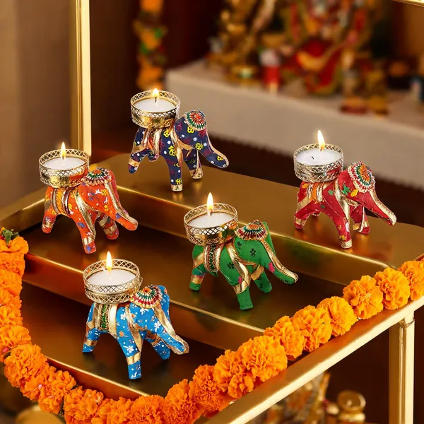 Fiber_Traditional_Elephant_Motif_Diya_Holder_Set_Of_5
