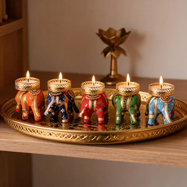 Fiber_Traditional_Elephant_Motif_Diya_Holder_Set_Of_5