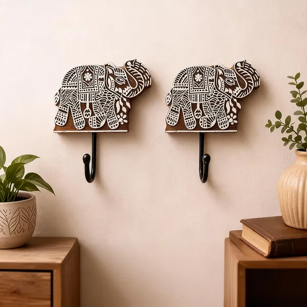 Wooden_Metal_Elephant_Motif_Wall_Hook_Set_Of_2