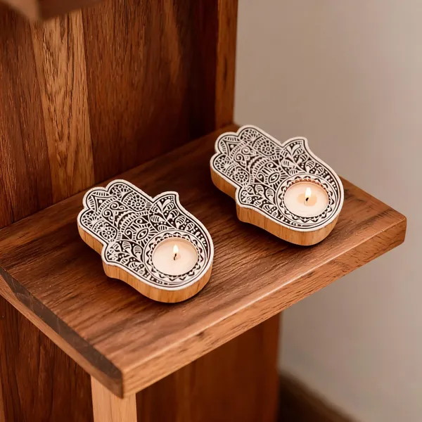 Wooden_Hamsa_Hand_Pattern_Tealight_Holder_Set_Of_2
