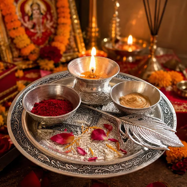 German_Silver_Traditional_Engraved_Pooja_Thali_Set