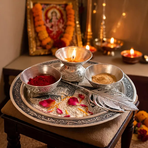 German_Silver_Traditional_Engraved_Pooja_Thali_Set