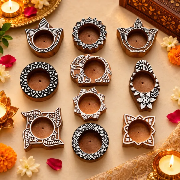 Wooden_Traditional_Black_White_Pattern_Diya_Set_Of_10