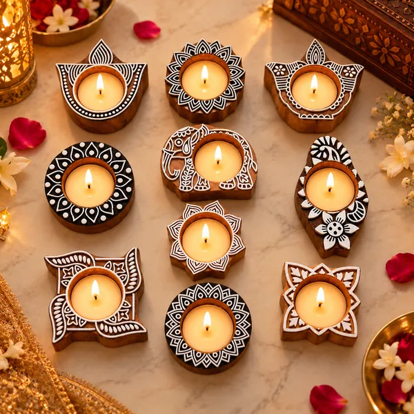 Wooden_Traditional_Black_White_Pattern_Diya_Set_Of_10