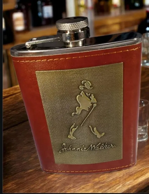 Leather_Covered_Stainless_Steel_Hip_Flask_With_Funnel