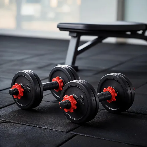 Red_Black_Pvc_Adjustable_Dumbbell_Rod_Weight_Plate_Gym_Set