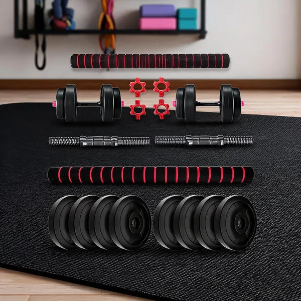 Black_Pvc_24_Kg_Adjustable_Dumbbell_Combo_Set