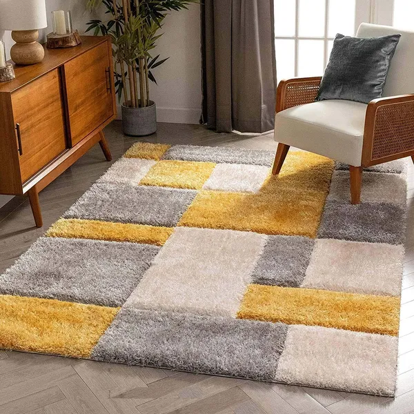 Plushizo_Shaggy_Carpet_Rug_Yellow_Microfiber