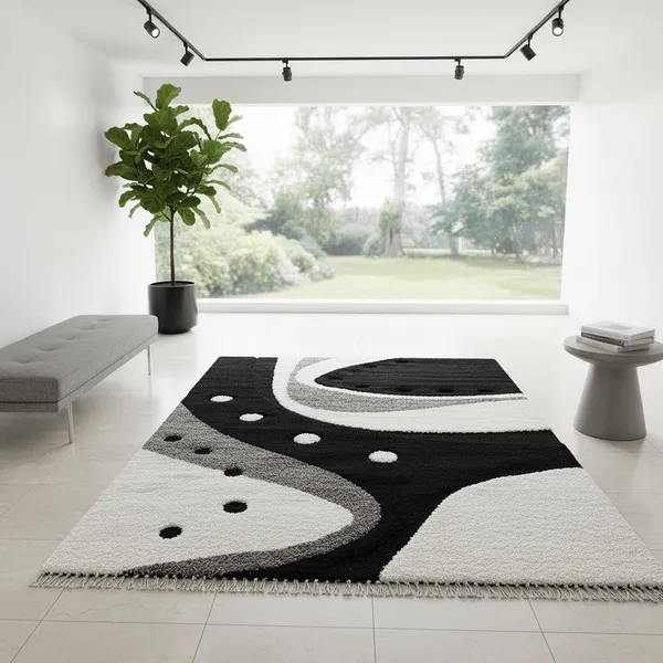 Cuddlify_Shaggy_Carpet_Rug_Black_Microfiber