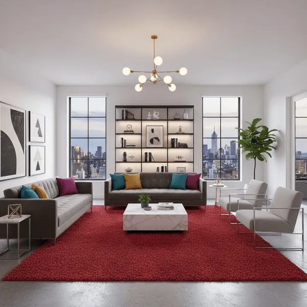 Snuggo_Shaggy_Carpet_Rug_Red_Microfiber