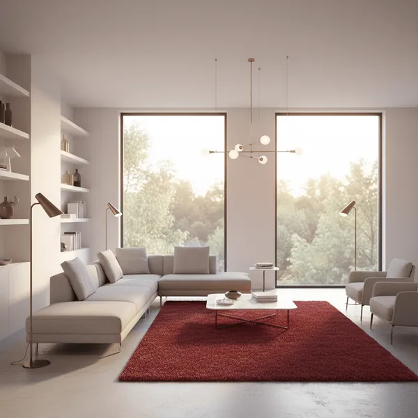 Snuggo_Shaggy_Carpet_Rug_Red_Microfiber