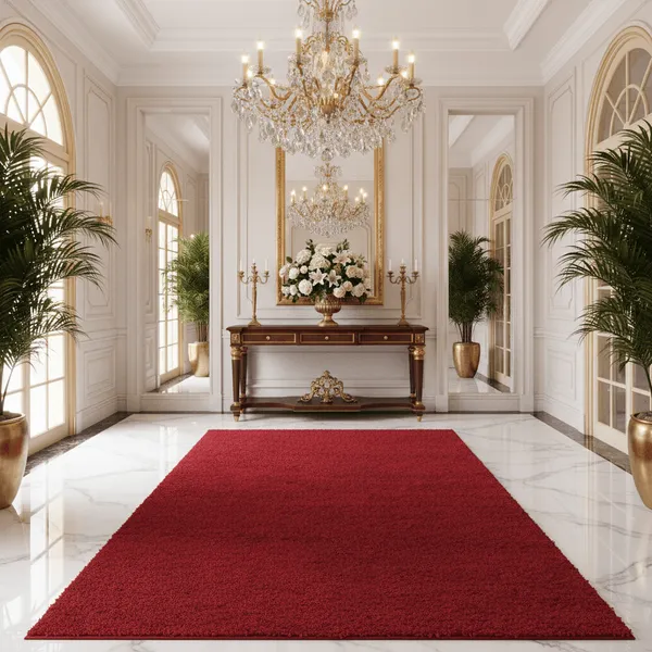 Snuggo_Shaggy_Carpet_Rug_Red_Microfiber