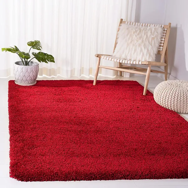 Snuggo_Shaggy_Carpet_Rug_Red_Microfiber