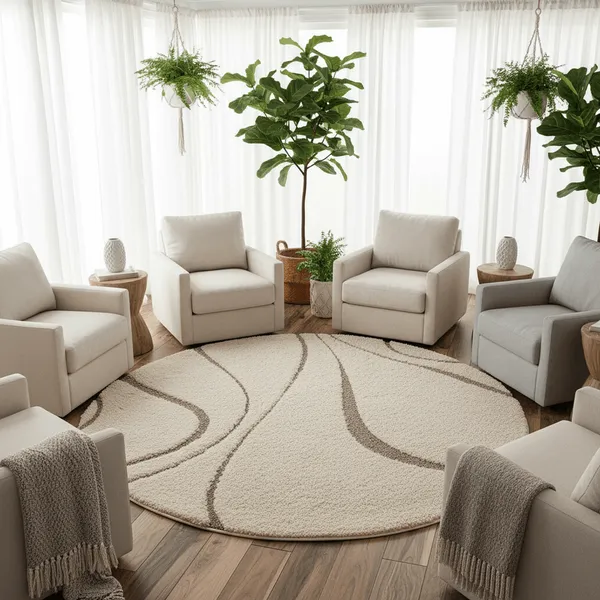 Celestial_Round_Shaggy_Carpet_Rug_Ivory_Microfiber