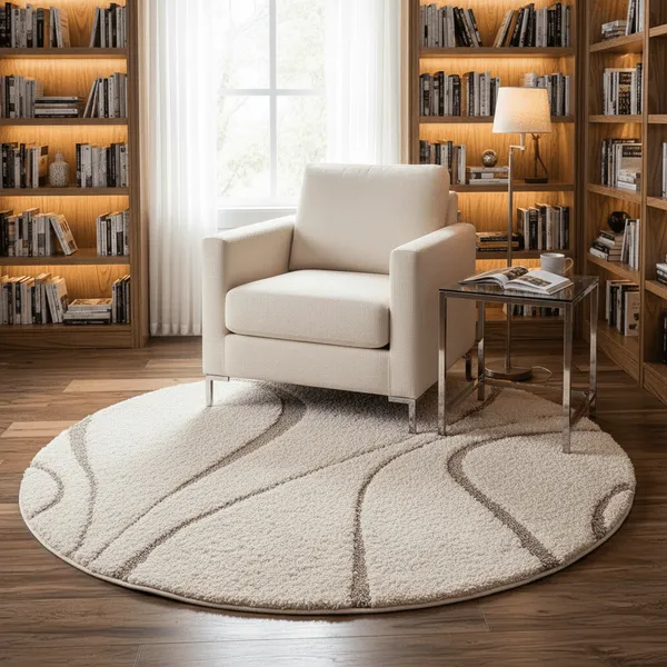 Celestial_Round_Shaggy_Carpet_Rug_Ivory_Microfiber