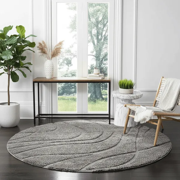 Haven_Round_Shaggy_Carpet_Rug_Gray_Microfiber