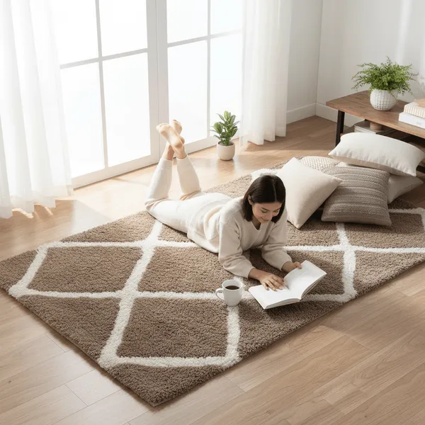 Cuddlora_Shaggy_Carpet_Rug_Brown_Microfiber