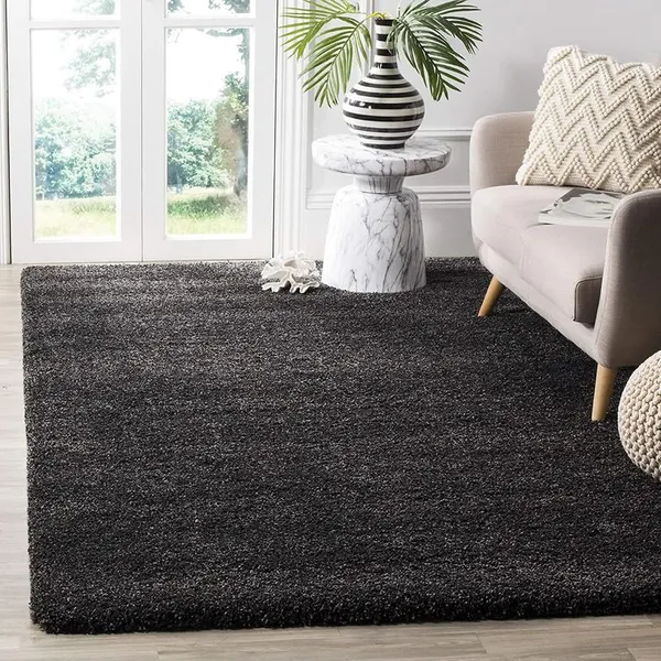 Furvora_Shaggy_Carpet_Rug_Black_Microfiber