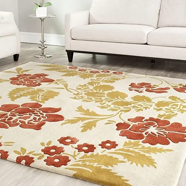 Alba_Floral_Hand_Tufted_Carpet_Rug_Red_Wool