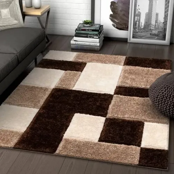 Bouni_Shaggy_Carpet_Rug_Brown_Microfiber