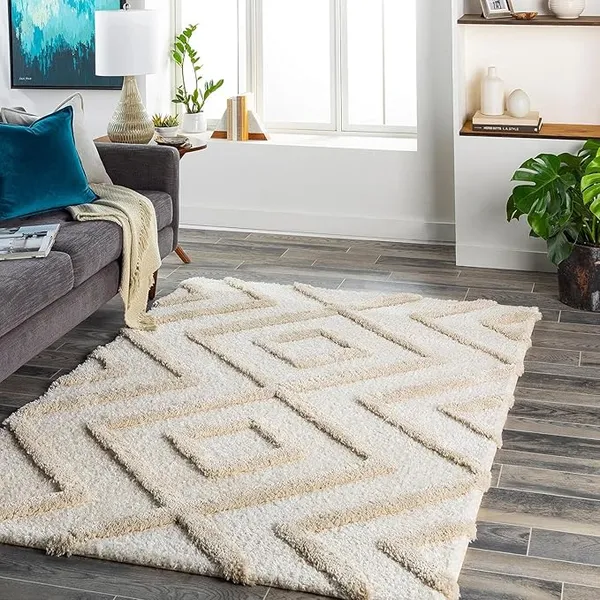 Cozeen_Shaggy_Carpet_Rug_Beige_Microfiber