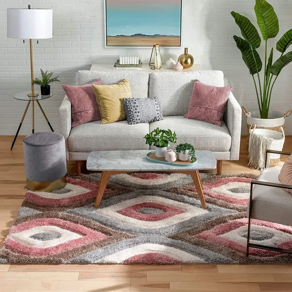 Fuzzon_Shaggy_Carpet_Rug_Pink_Microfiber