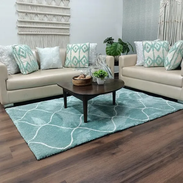 Hewana_Shaggy_Carpet_Rug_Blue_Microfiber