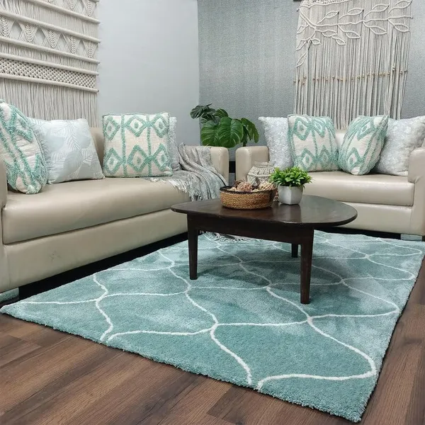Hewana_Shaggy_Carpet_Rug_Blue_Microfiber