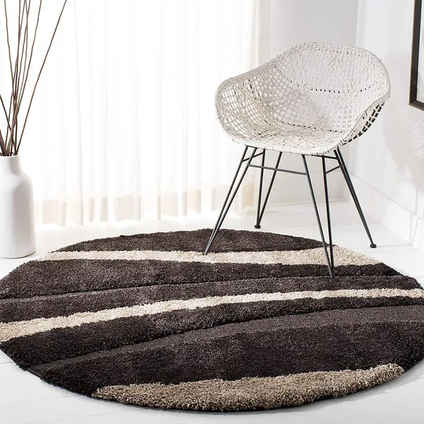 Dreamy_Round_Shaggy_Carpet_Rug_Brown_Microfiber