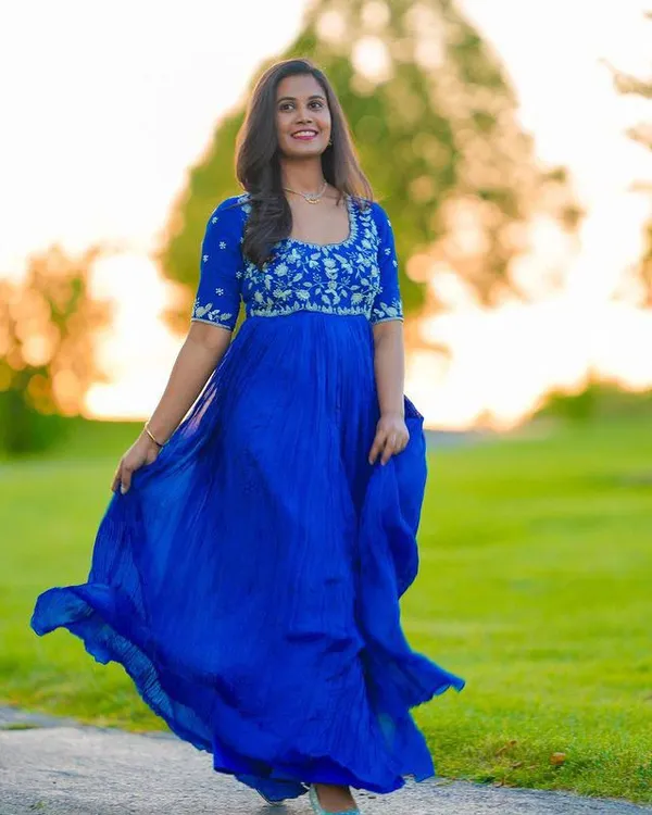 Royal_Blue_Georgette_Silver_Thread_Work_Flared_Gown_For_Women