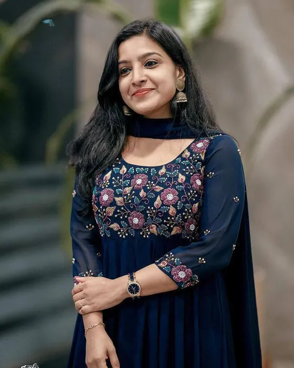 Blue_Georgette_Thread_Embroidered_Flared_Gown_With_Dupatta_For_Women