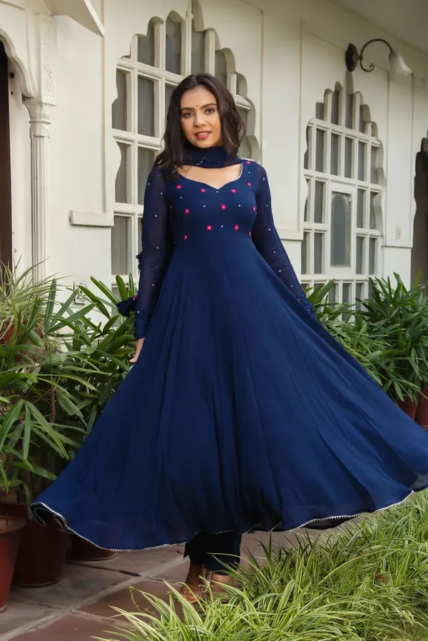 Blue_Georgette_Plain_Anarkali_With_Dupatta_For_Women