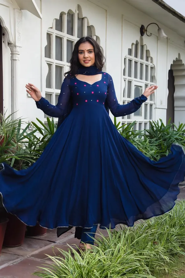 Blue_Georgette_Plain_Anarkali_With_Dupatta_For_Women