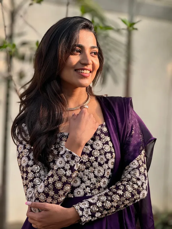 Purple_Georgette_Flared_Gown_With_Dupatta_For_Women