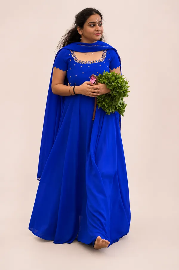 Blue_Georgette_Handwork_Flared_Gown_With_Lace_Dupatta_For_Women