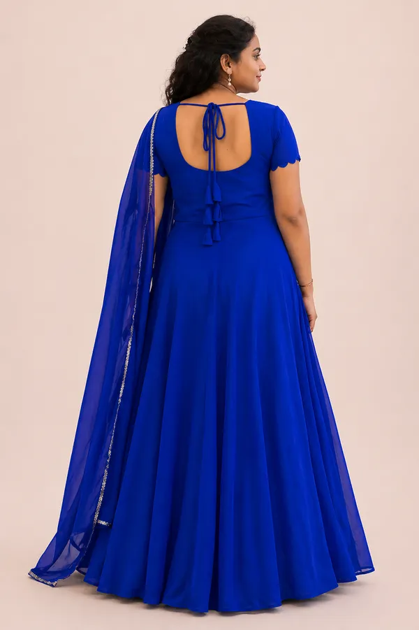 Blue_Georgette_Handwork_Flared_Gown_With_Lace_Dupatta_For_Women